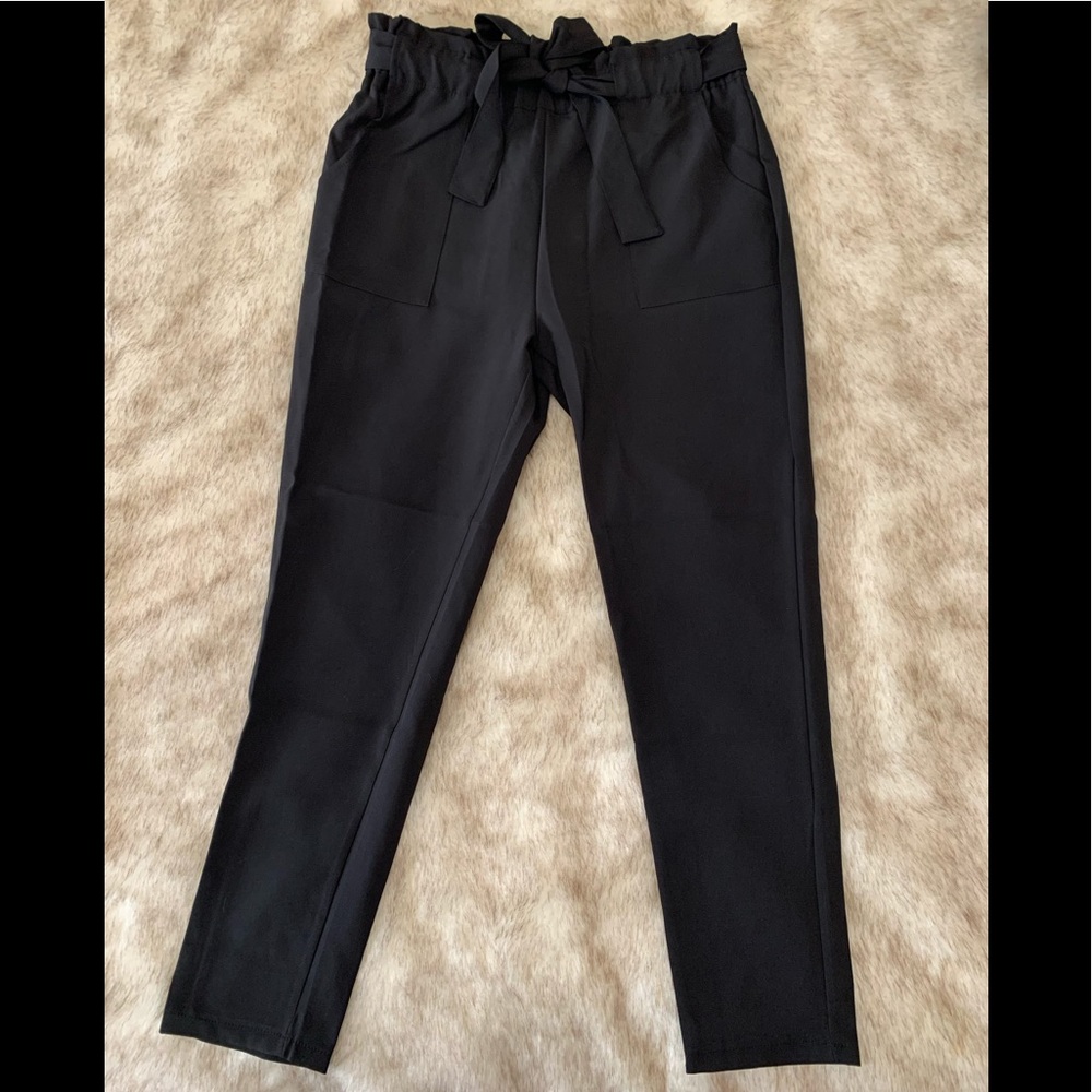 Black High Waist Pants w/ Bow